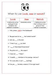 Look, see or watch? - ESL worksheet by shorey