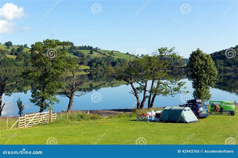 Campsing Ullswater Lake District Cumbria England UK with Mountains and ...