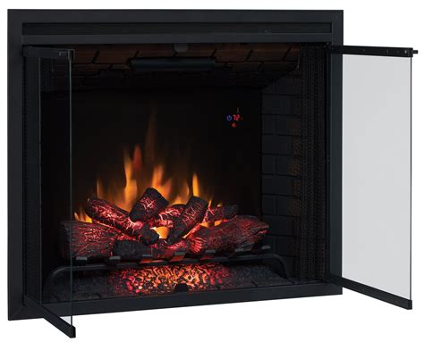 39" Traditional Built-in Electric Fireplace Insert with Glass Door and Mesh Screen, Dual Voltage ...