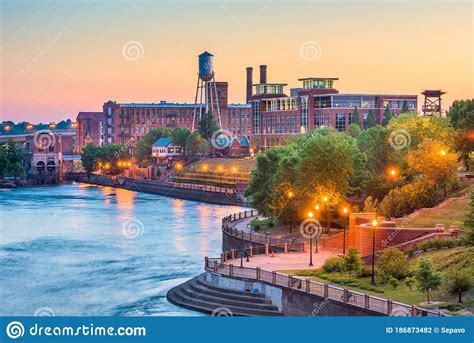 Columbus, Georgia, USA Downtown Skyline on the Chattahoochee River ...