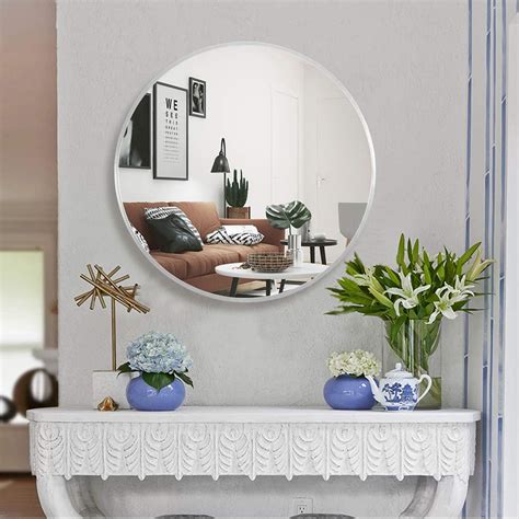 Round Mirrors Wall Decor Mirror Bathroom Wall Mounted Make Up Mirror Aluminum Alloy Thin Frame ...