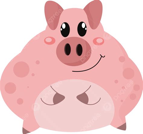 Fat Pig Cartoon Logo Illustration Clipart Animal Character Game Asset Pet, Pig, Pigs, Pet Animal ...
