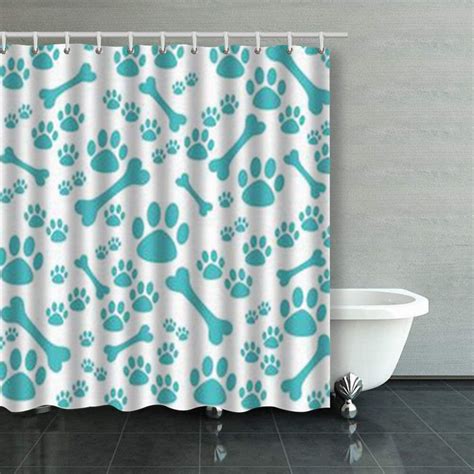 ARTJIA Dog Paw Print Bone Bones Shower Curtains Bathroom Curtain 66x72 ...