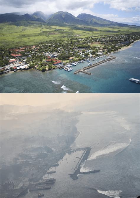 Lahaina, Maui, Hawaii - Before and After the devastating fire : r ...