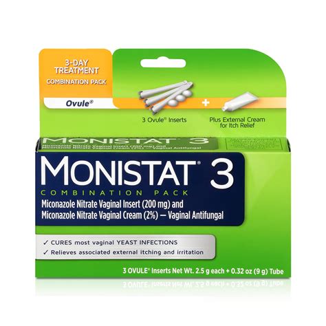 MONISTAT 3-Dose Yeast Infection Treatment, 3 Ovule Inserts & External Itch Cream - Walmart.com ...