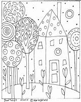 RUG HOOKING CRAFT PAPER PATTERN Blue Tulips FOLK ART ABSTRACT Karla  sketch template