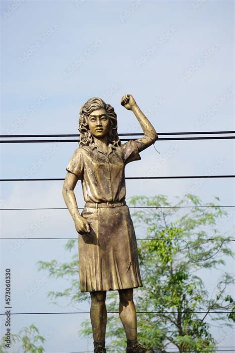 The monument of Marsinah. She was posthumously awarded the Yap Thiam Hien Award, and her murder ...