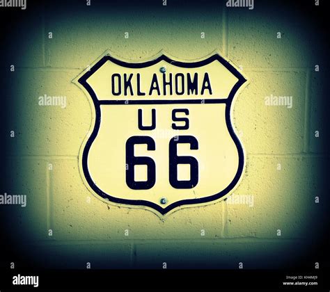 Historic U.S. old Route 66 sign in Oklahoma Stock Photo - Alamy