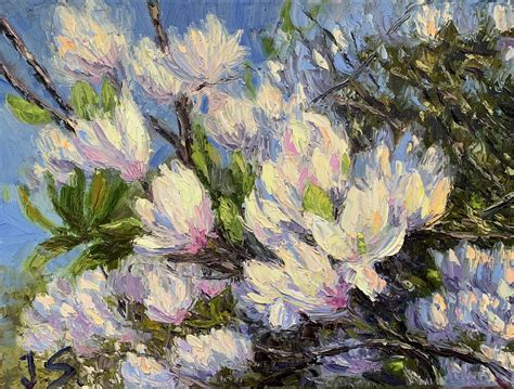 Magnolia blooms floral oil painting - Arts, Artists, Artwork