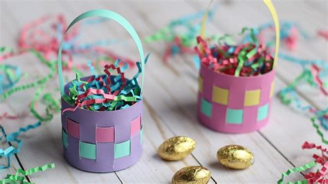 Cute Mini Paper Easter Basket Tutorial | Paper easter basket, Easter egg holder, Easter basket diy