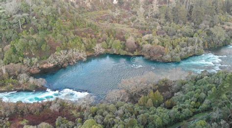 Huka Falls, New Zealand. Aerial View from Drone Stock Image - Image of ...