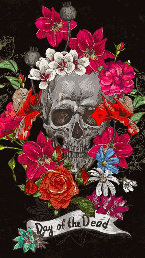 Flower Skull | Skull wallpaper, Sugar skull wallpaper, Skull art