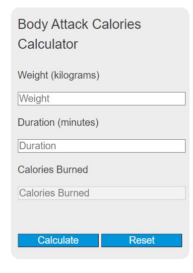 Body Attack Calories Calculator - Calculator Academy