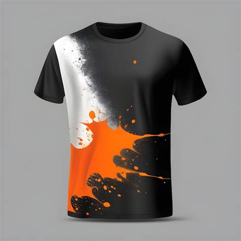 Premium AI Image | t shirt mockup with abstract orange and black splashes