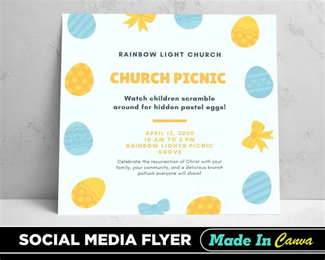 Church Picnic Flyer DIY Canva Church Picnic Template 2022 - Etsy