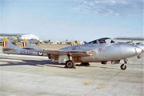 This pic by Bruce Withers shows RAAF Vampire T.35A A79-830 at ...