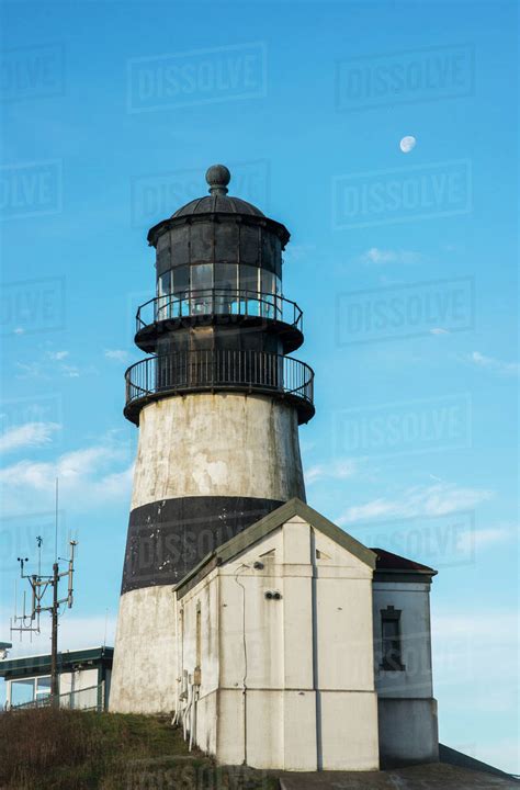 Cape Disappointment Lighthouse, marking the mouth of the Columbia River; Ilwaco, Washington ...