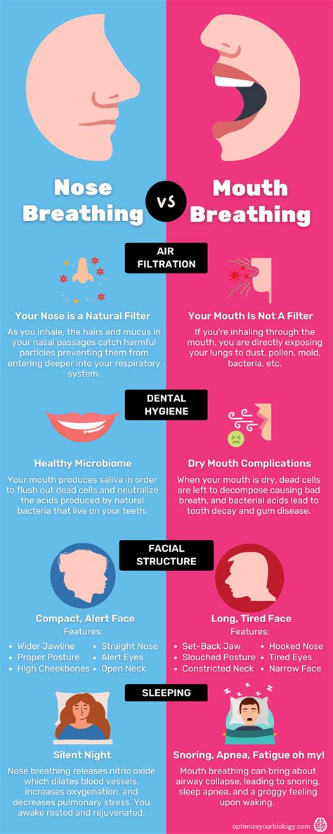 Nose vs Mouth Breathing Infographic | Optimize Your Biology | How to ...