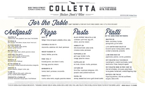 Art of the Menu: Colletta