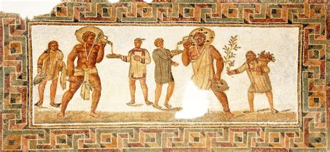 Mosaic floor with slaves serving at a banquet, found in Dougga (3rd century AD) | Ancient rome ...