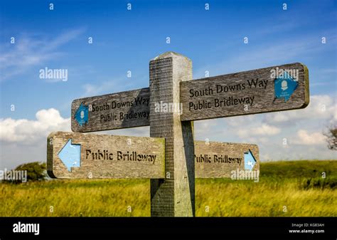 Public bridleway signs South Downs Stock Photo - Alamy