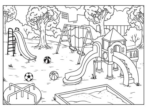 School Playground Clipart Black And White