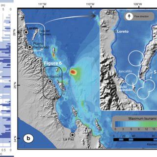 Tsunami model using a submarine landslide source. a Maximum tsunami ...