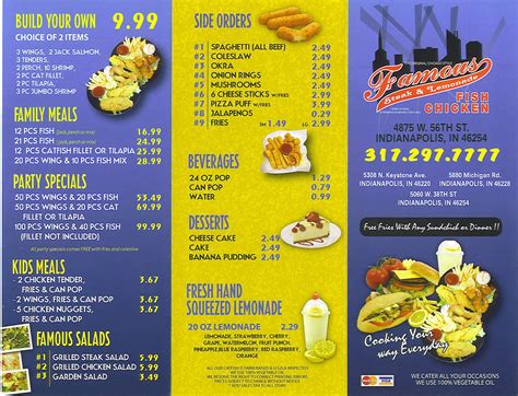 Menu at Famous Steak & Lemonade BBQ, Indianapolis, 38th St