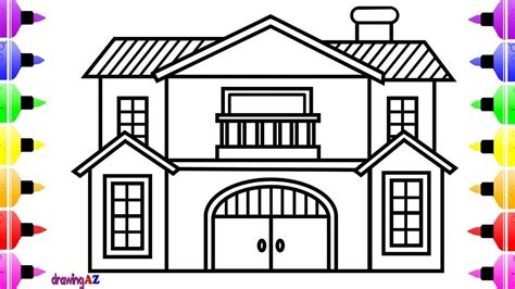 How to Draw House and House Coloring Pages | House drawing for kids - YouTube