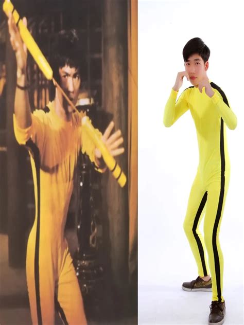 Bruce Lee Cosplay Costume Zentai KungFu fighting Second Skin Bodysuit for Adults and Kids Lycra ...