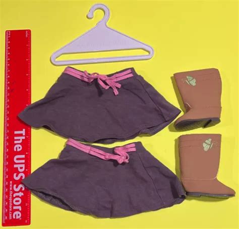 AMERICAN GIRL DOLL True Spirit Outfit Butterfly Boots 2 Gray Skirts + Hanger $12.99 - PicClick