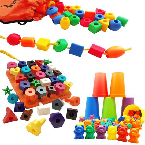 Preschool Learning Toys Set | BEADS FOR KIDS, COUNTING BEARS, STACKING – Skoolzy