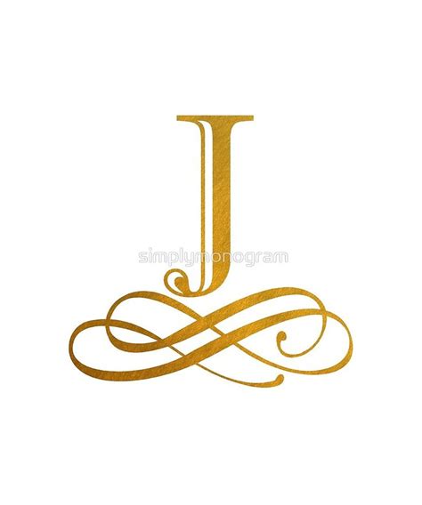 Monogram J Gold Ribbon Flourish by simplymonogram | Redbubble