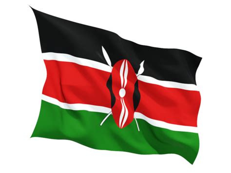 Fluttering flag. Illustration of flag of Kenya