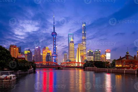 Night view of Pudong in Shanghai, China 2786896 Stock Photo at Vecteezy