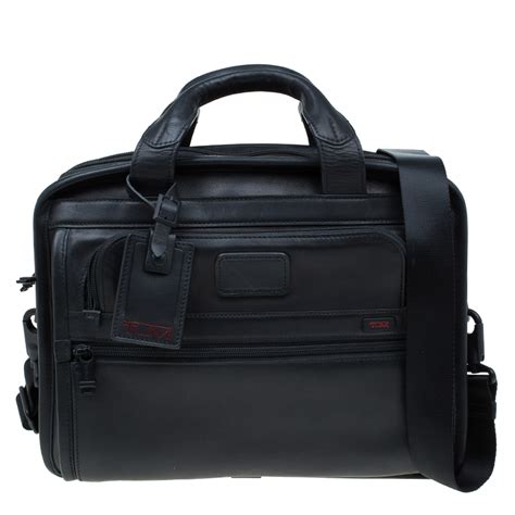 Buy Tumi Black Leather Alpha Slim Portfolio Laptop Bag 60566 at best price | TLC