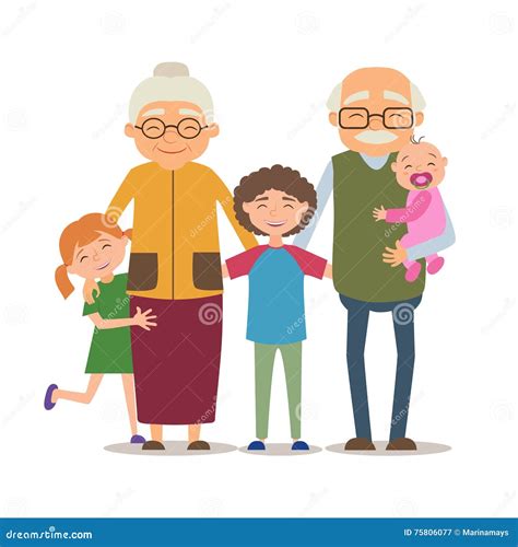 Grandparents with Their Grandchildren Stock Vector - Illustration of ...