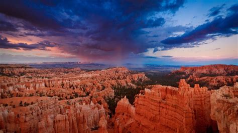 canyon, sunset, clouds, bryce canyon, 4k HD Wallpaper