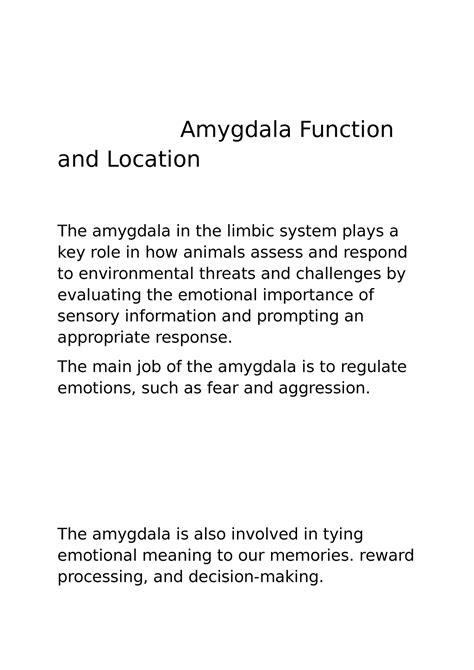 Amygdala Function and Location - Amygdala Function and Location The ...