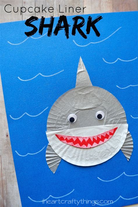 Cupcake Liner Shark Kids Craft - I Heart Crafty Things