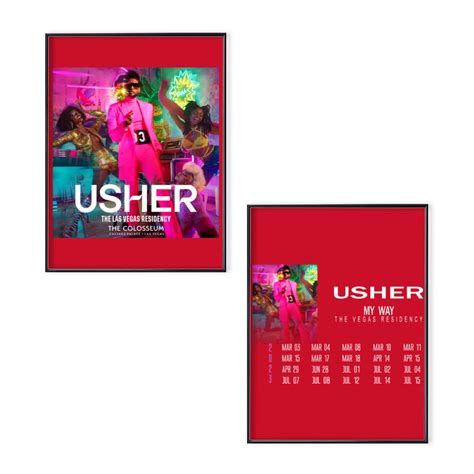 Usher Tour 2023 Music Tour Poster Set, Usher My Way The Vegas Residency ...