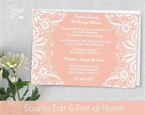 5x7 Invitation Template Word Luxury Printable Lace Invitation Temp… | Free wedding invitations ...