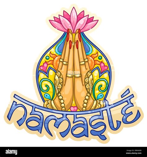 namaste indian hand culture salutation greeting illustration Stock ...