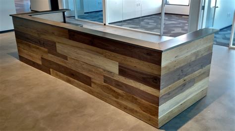Hand Made Contemporary Reclaimed Wood And Steel Reception Desk by re.dwell | CustomMade.com