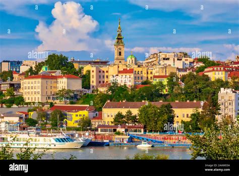 Belgrade, the capital of Serbia. View of the old historic city center ...