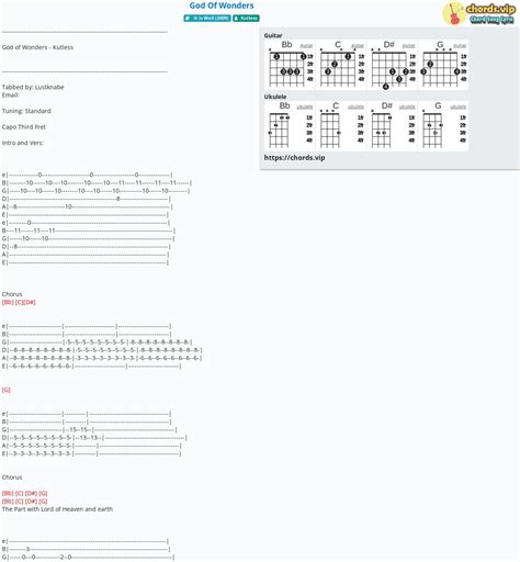 God Of Wonders Guitar Chords