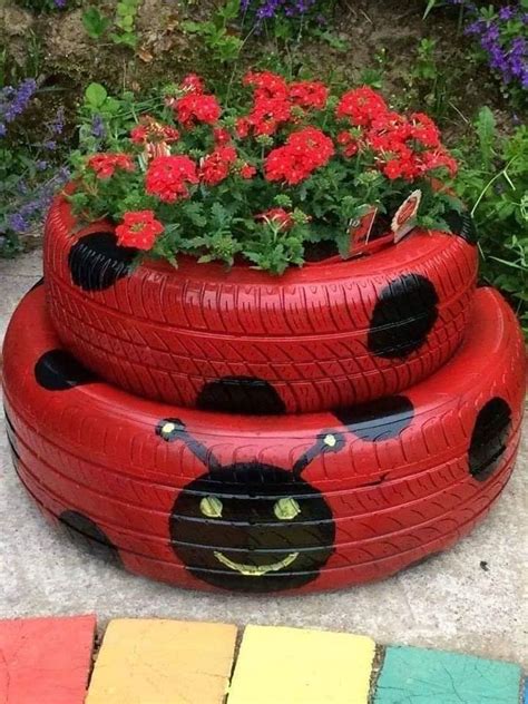 12 x Garden Tire Art, Tyre Planters & Tire Planter Decorations