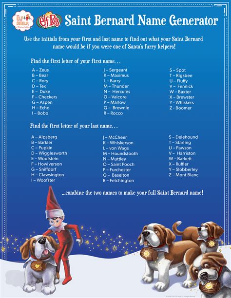 Find Your Saint Bernard Name! | The Elf on the Shelf | Elf pets, Elf on the shelf pet ideas, Elf ...