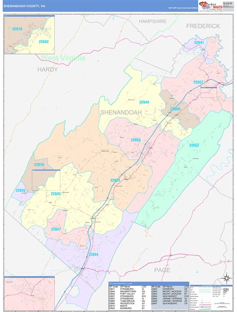 Shenandoah County, VA Wall Map Color Cast Style by MarketMAPS - MapSales