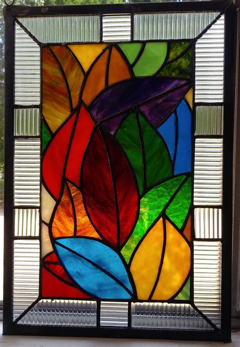 “A Fall Leaves” Stained glass panel – Water Oak Glass Art